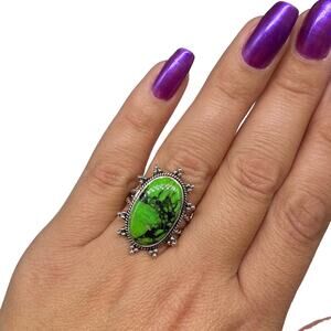 Hand Crafted Green and Silver Ring